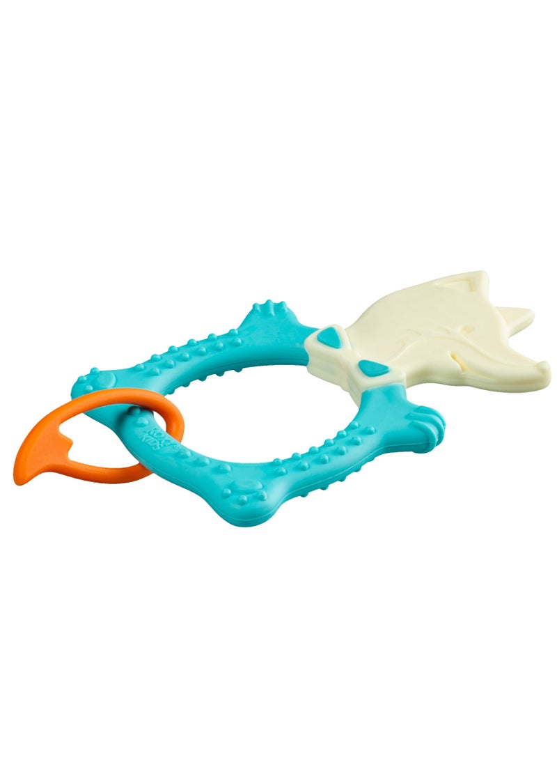 FOX Baby Teether Toy – Soft & Firm Zones for All Teething Stages, Easy to Hold, BPA-Free TPE & Polypropylene, Mint Color, from 4 Months - Image 2