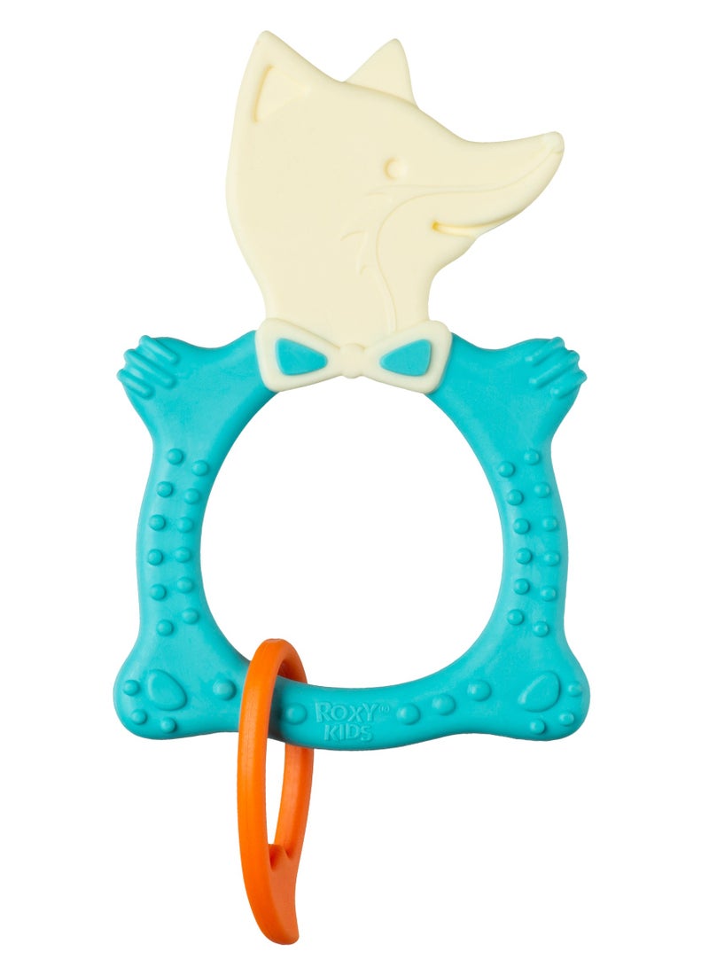FOX Baby Teether Toy – Soft & Firm Zones for All Teething Stages, Easy to Hold, BPA-Free TPE & Polypropylene, Mint Color, from 4 Months - Image 1