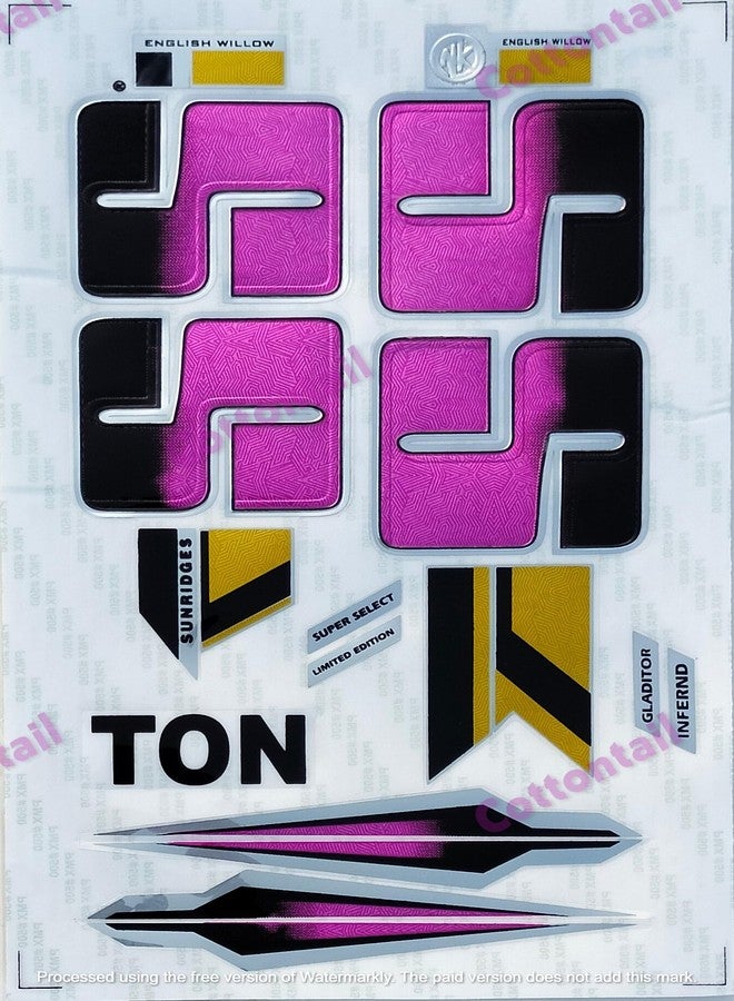Cottontail | 3D GLDTR Edition | English Willow | Embossed Cricket Bat Sticker | Pink - Image 1