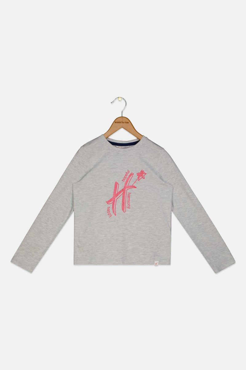 Hamleys Kids Girl Crew Neck Short Sleeve Graphic Print T-Shirt, Grey - Image 2