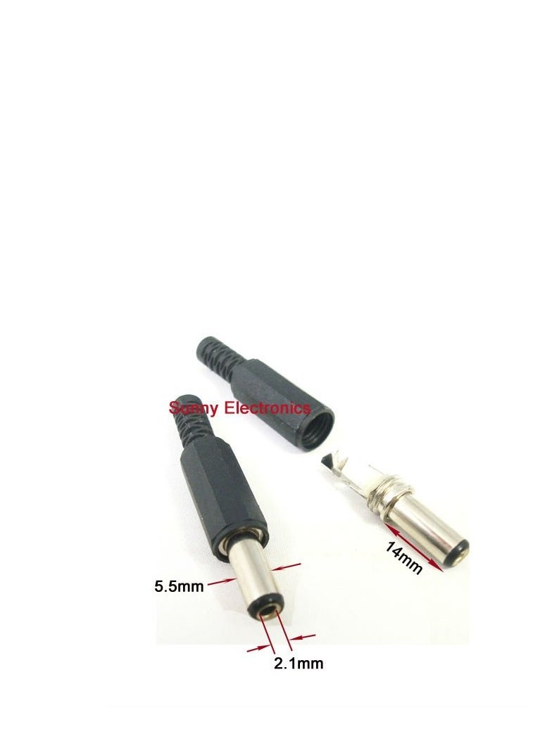 Generic - Yunir 5pcs DC Power Plug, 2.1mm x 5.5mm Male DC Power Plug Jack Coaxial Connector Adapter for Small Electronics Projects and CCTV Applications - Image 1