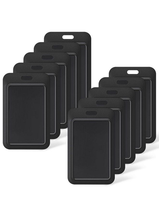 Uniclife Sliding Id Badge Holder Hard Black Vertical Plastic Card Case Protector Pouch With Clear Window For Office School Id Credit Cards Proximity Key Cards Driver’S Licenses And Passes 10 Pack  - Image 1