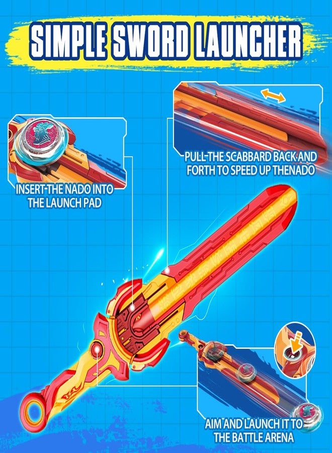 INFINITY NADO Spinning Top for Boys, Metal Battle Tops Sword Launcher, Battling Tops for Boys Girls 5 6 7 8 9 10 11 12 Years, Standard Pack Gold Warrior Phoenix - Image 3