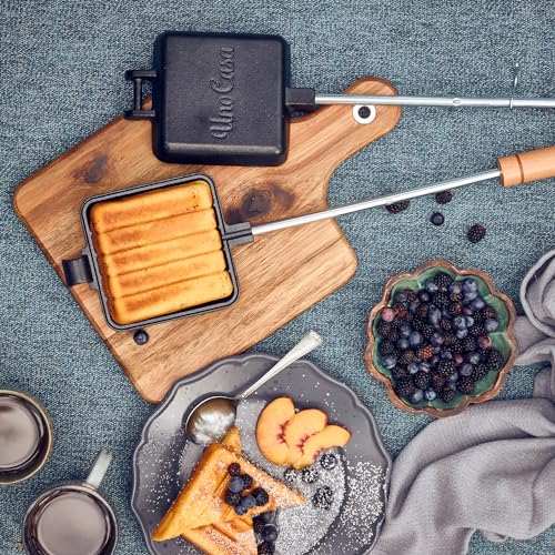 Uno Casa Pie Iron Sandwich Maker - Japanese Sandwich Maker with Recipe Book - Durable Campfire Cooking Equipment for Grilled Pies - Heavy Duty Cast Iron for Outdoor and Camping Adventures - Image 5