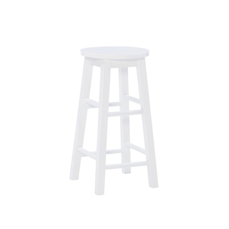 Linon Zeke White 24" Counter Stool with Round Seat - Image 1
