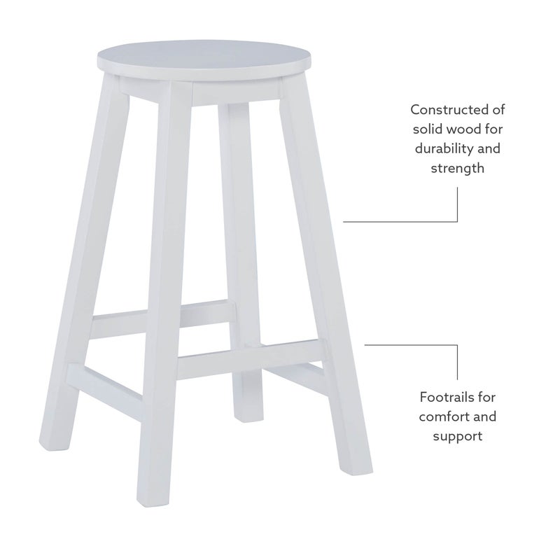 Linon Zeke White 24" Counter Stool with Round Seat - Image 5