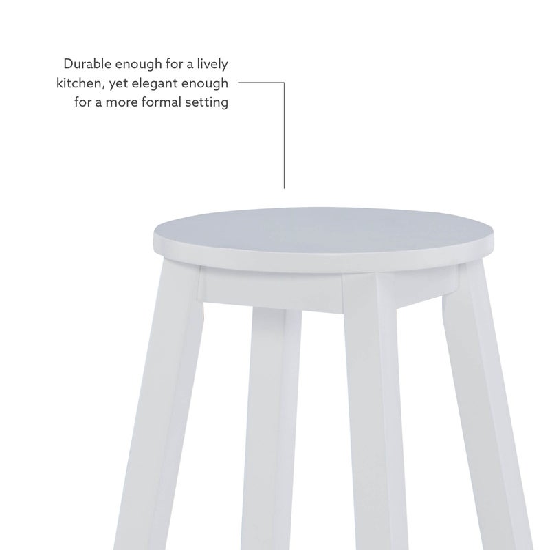 Linon Zeke White 24" Counter Stool with Round Seat - Image 4