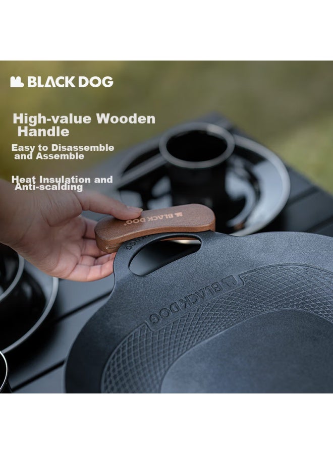 Black Dog مقلاة بلاك دوغ للشواء للاستخدام المنزلي، التخييم الخارجي، موقد الحث، مقلاة شواء كورية غير لاصقة، 43 سم، أسود ليلي - Image 3