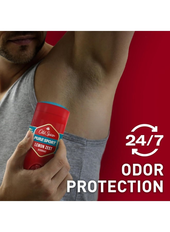Old Spice مزيل عرق أولد سبايس خالي من الألمنيوم للرجال، حماية من الروائح على مدار 24/7، انتعاش على مدار 24/7 ورائحة تدوم، رياضة نقية برائحة الحمضيات، 3.0 أونصة (عبوة من 3) - Image 3