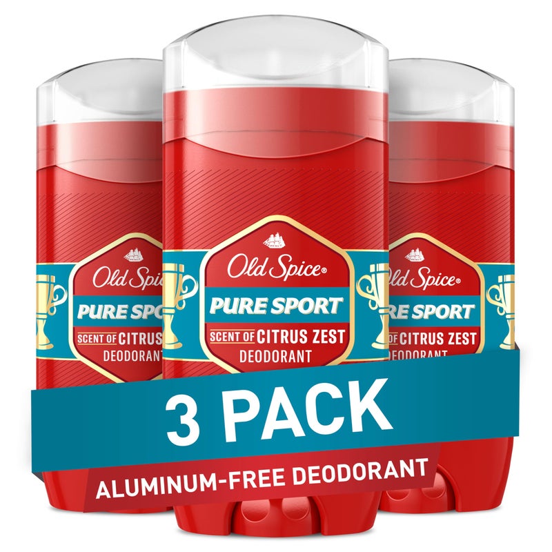 Old Spice Aluminum Free Deodorant for Men, 24/7 Odor Protection, 24/7 Freshness & Lasting Scent, Pure Sport with Citrus Zest Scent, 3.0 oz (Pack of 3) - Image 1