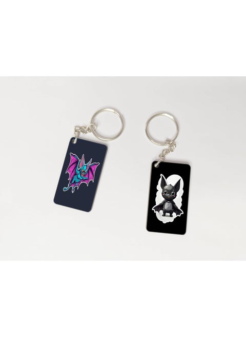 OUTFITQUE Premium Pack of 2 Anime223 Printed Long Keychain For Bike Scooty Car MDF Keyholder