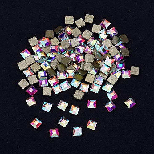 Tisslan 100pcs Square Crystal AB Flatback Rhinestones Mix 2 Sizes 3D Nail Art Jewels Decoration Stones Supplies - Image 5