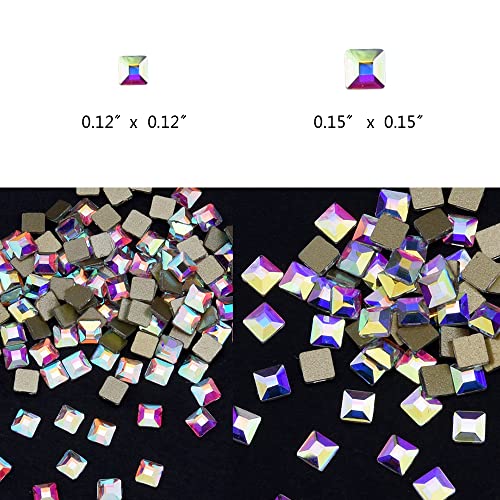 Tisslan 100pcs Square Crystal AB Flatback Rhinestones Mix 2 Sizes 3D Nail Art Jewels Decoration Stones Supplies - Image 2