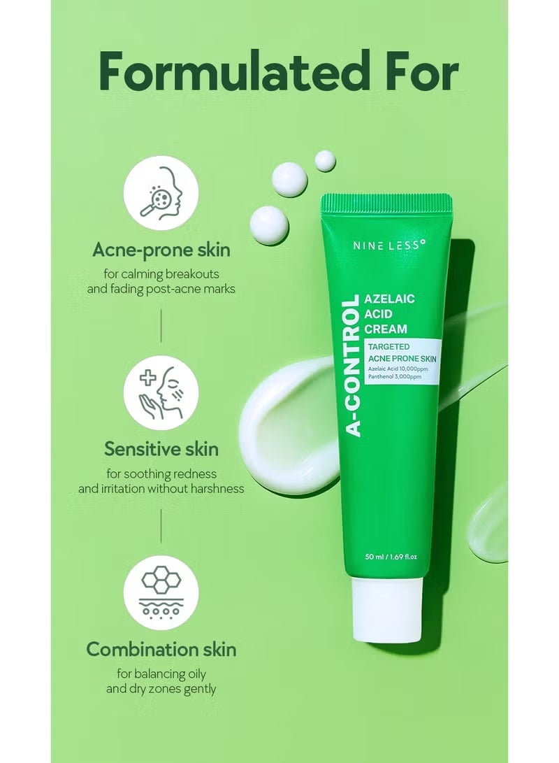 NINELESS A-Control Azelaic Acid Cream – Korean Blemish Clear Moisturizer for Face - Acne-Fighting & Hydrating for Clearer Skin - Blemish Relief, Soothing Recovery, 1.69oz. - Image 4
