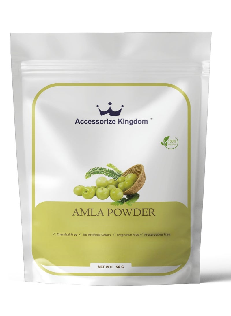 مملكة الإكسسوارات مسحوق الأملا (٥٠ غرامًا) - طبيعي ١٠٠٪ | مناسب للشعر والبشرة | يعزز نمو الشعر، ويقضي على القشرة، وينظف فروة الرأس | يعزز إشراقة البشرة، ويقلل التجاعيد، ويجدد البشرة بلطف. - Image 1