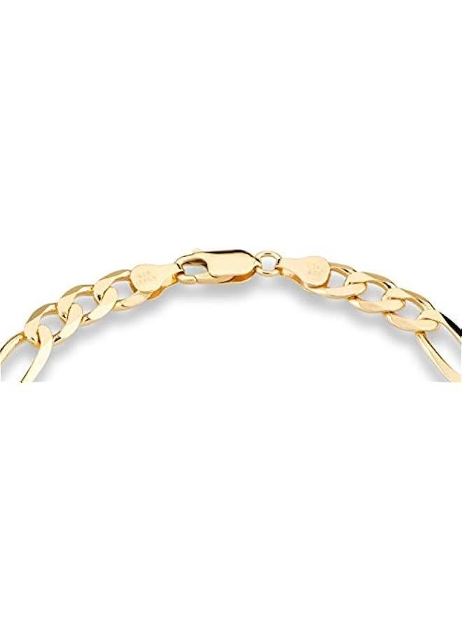 Arabest 18K Gold Over Sterling Silver Italian 7mm Solid Diamond-Cut Figaro Link Chain Bracelet for Men 7, 7.5, 8, 8.5, 9 Inch 925 Made in Italy - Image 3