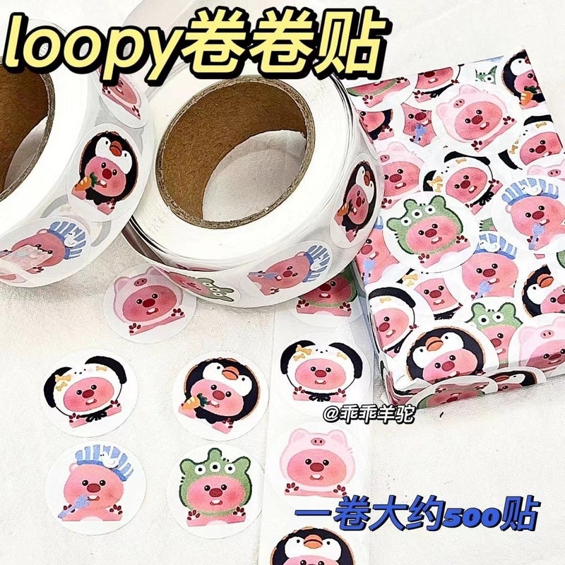 Generic Little Red Book same kitty roll stickers Hello kitty expression decorative dot stickers cartoon cute sealing tape Small Beaver [1 roll]: 500 stickers per roll