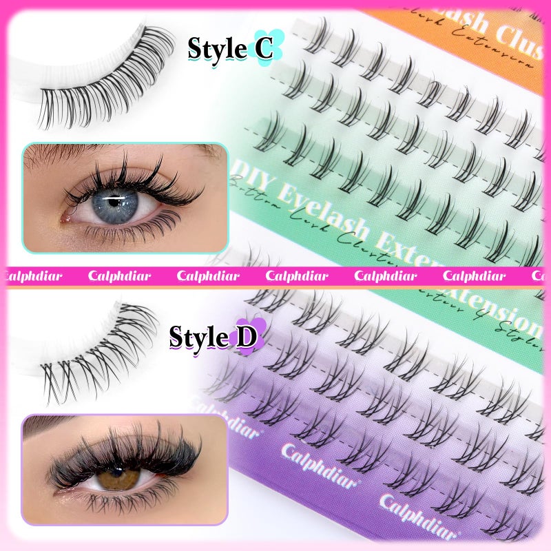 calphdiar Bottom Lashes Natural Bottom Lash Clusters 4 Styles Lower Eyelash Extension Individual Lashes 216pcs Clear Thin Band Bottom Eyelashes Clusters DIY Lower Lashes Extensions by calphdiar - Image 4
