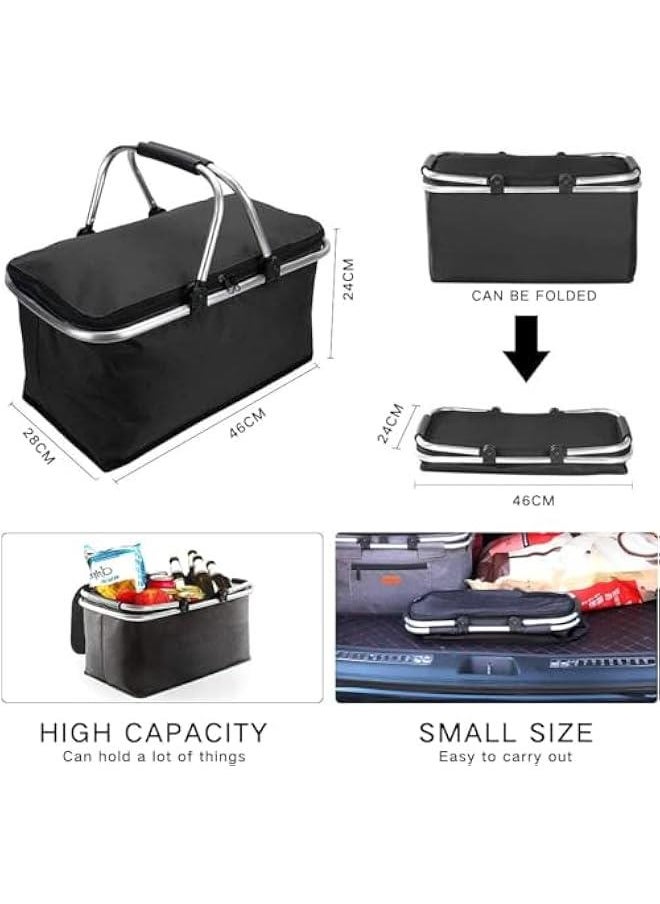 HOOKOR - Durku Large Picnic Basket 35L,Strong Aluminum Frame Waterproof Lining Design for Easy Storage,Take it Camping, Picnic,Lake Trips or Family Vacations,Keeps Food Cold,Internal Support Does Not Collaps - Image 1
