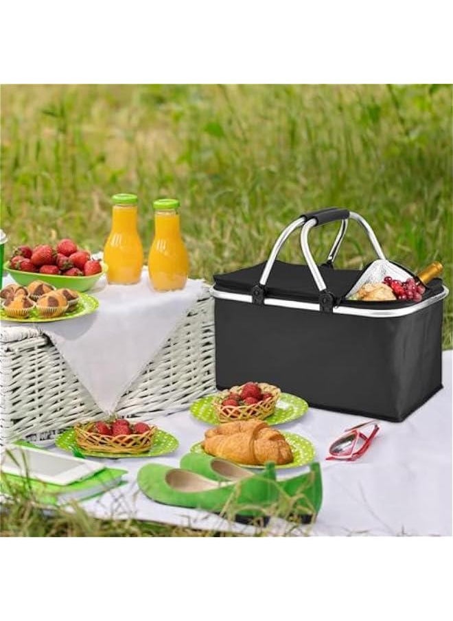 HOOKOR - Durku Large Picnic Basket 35L,Strong Aluminum Frame Waterproof Lining Design for Easy Storage,Take it Camping, Picnic,Lake Trips or Family Vacations,Keeps Food Cold,Internal Support Does Not Collaps - Image 1
