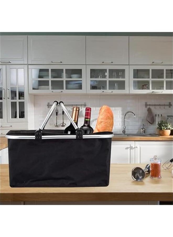 HOOKOR - Durku Large Picnic Basket 35L,Strong Aluminum Frame Waterproof Lining Design for Easy Storage,Take it Camping, Picnic,Lake Trips or Family Vacations,Keeps Food Cold,Internal Support Does Not Collaps - Image 1