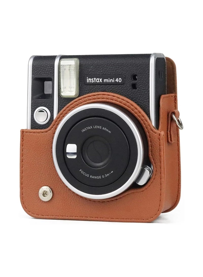 Camera Case for Mini 40， Instant Camera Protective Case Compatible with Instax Mini 40 Instant Film Camera (Brown) - Image 4