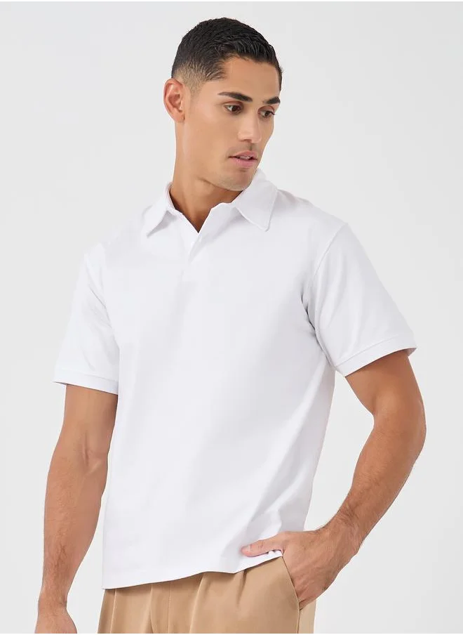 ستايلي Styli Solid Smart Stretch Cotton Polo T-Shirt