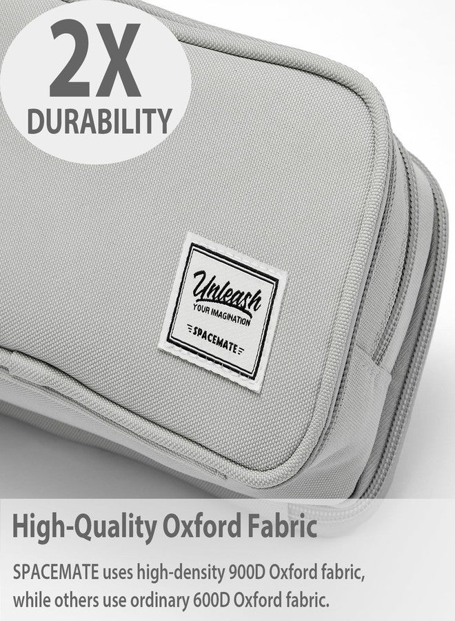 SPACEMATE Pencil Case Pouch Box Bag School Supplies Girls Boys Kids, Cute Preppy Stuff Big Capacity Aesthetic Pen Organizer, Back to College Stationary, Gray, Extra Large Style, 2300ml - Image 3