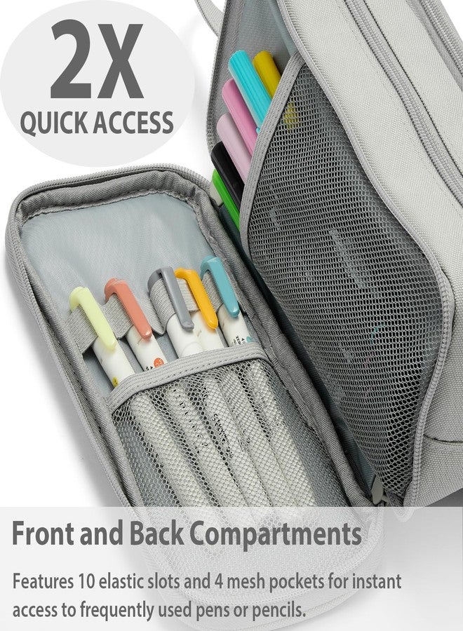 SPACEMATE Pencil Case Pouch Box Bag School Supplies Girls Boys Kids, Cute Preppy Stuff Big Capacity Aesthetic Pen Organizer, Back to College Stationary, Gray, Extra Large Style, 2300ml - Image 5