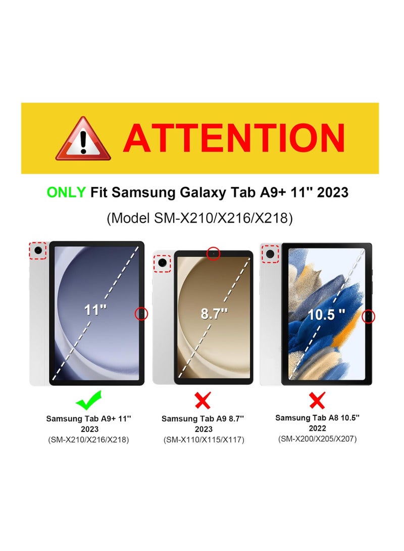 Case for Samsung Galaxy Tab A9 Plus 11 Inch 2023 - Shockproof Protective Case with Transparent Hard Shell on the Back for Tablet A9+ SM-X210/X216/X218, Black - Image 2