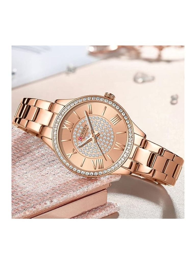 CURREN - CURREN 9084 Original Brand Stainless Steel Band Wrist Watch For Women With Box - Image 1