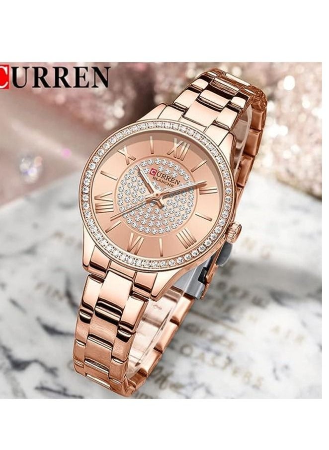 CURREN - CURREN 9084 Original Brand Stainless Steel Band Wrist Watch For Women With Box - Image 1