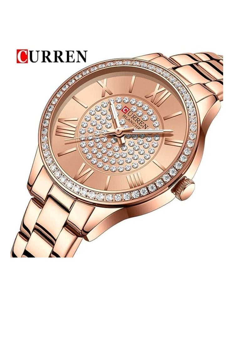 CURREN - CURREN 9084 Original Brand Stainless Steel Band Wrist Watch For Women With Box - Image 1
