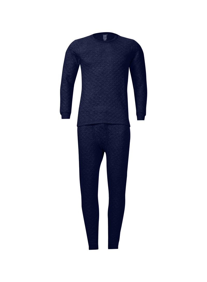 John Gladstone Men's Cotton Triple Knit Thermal Set  (Navy) - Image 1