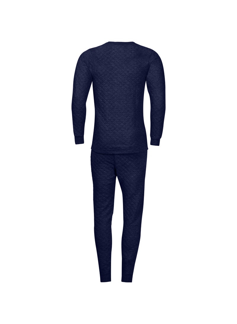 John Gladstone Men's Cotton Triple Knit Thermal Set  (Navy) - Image 3