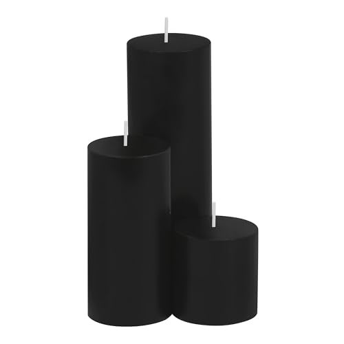 PROSPERRO LUMO By Parkash Candles Unscented Pillar Candles Set of 3 || 2x2, 2x4, 2x6 Inches || Paraffin Wax Candles || Home Decor (Black) - Image 5
