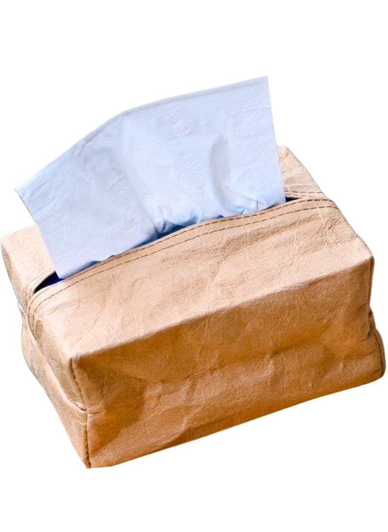 DRAVEN - GG - Brown paper Tissue Box Cover Holder – Home Decorations for Living Room, Bedroom and Office, Tissue Box Cover for Car - Image 1