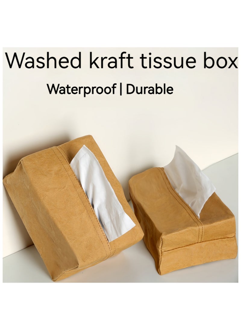 DRAVEN - GG - Brown paper Tissue Box Cover Holder – Home Decorations for Living Room, Bedroom and Office, Tissue Box Cover for Car - Image 1