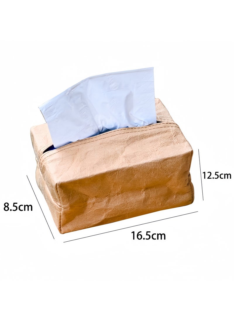 DRAVEN - GG - Brown paper Tissue Box Cover Holder – Home Decorations for Living Room, Bedroom and Office, Tissue Box Cover for Car - Image 1