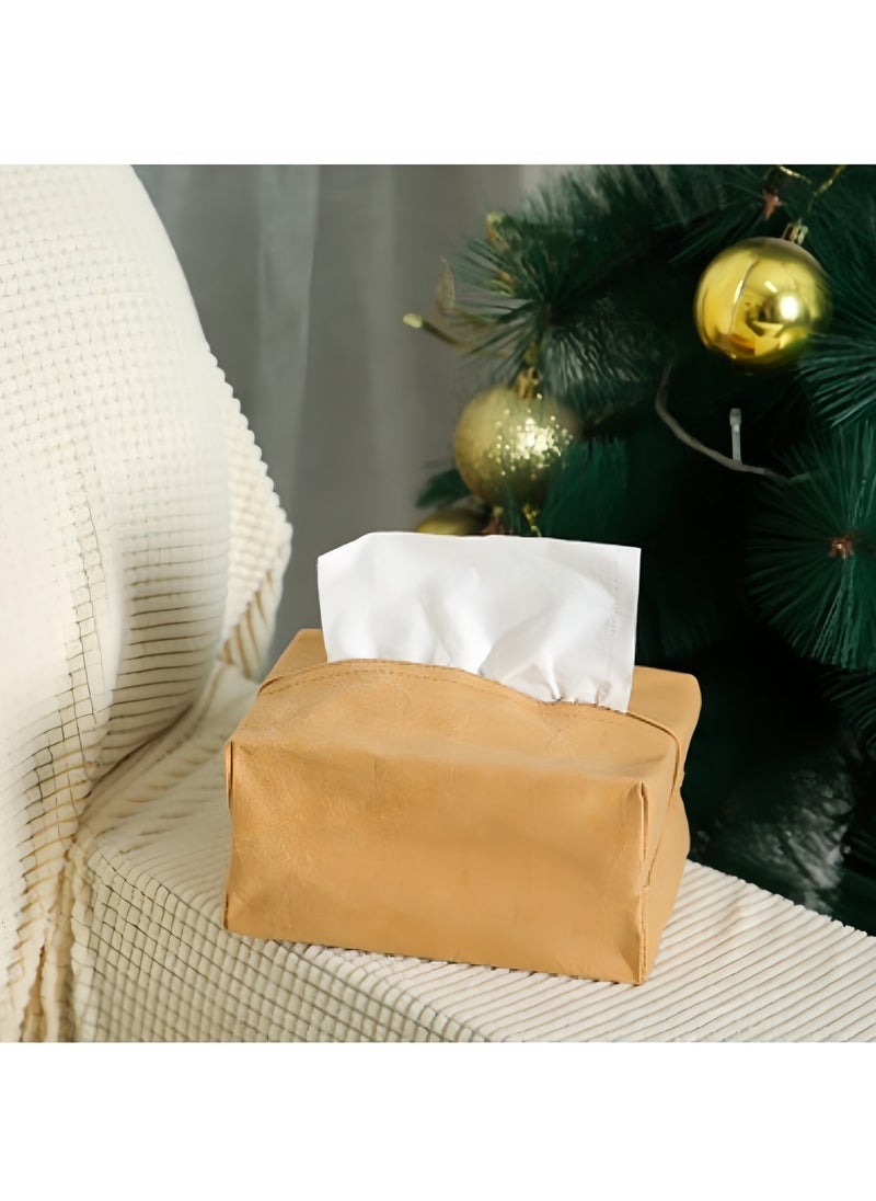 DRAVEN - GG - Brown paper Tissue Box Cover Holder – Home Decorations for Living Room, Bedroom and Office, Tissue Box Cover for Car - Image 1