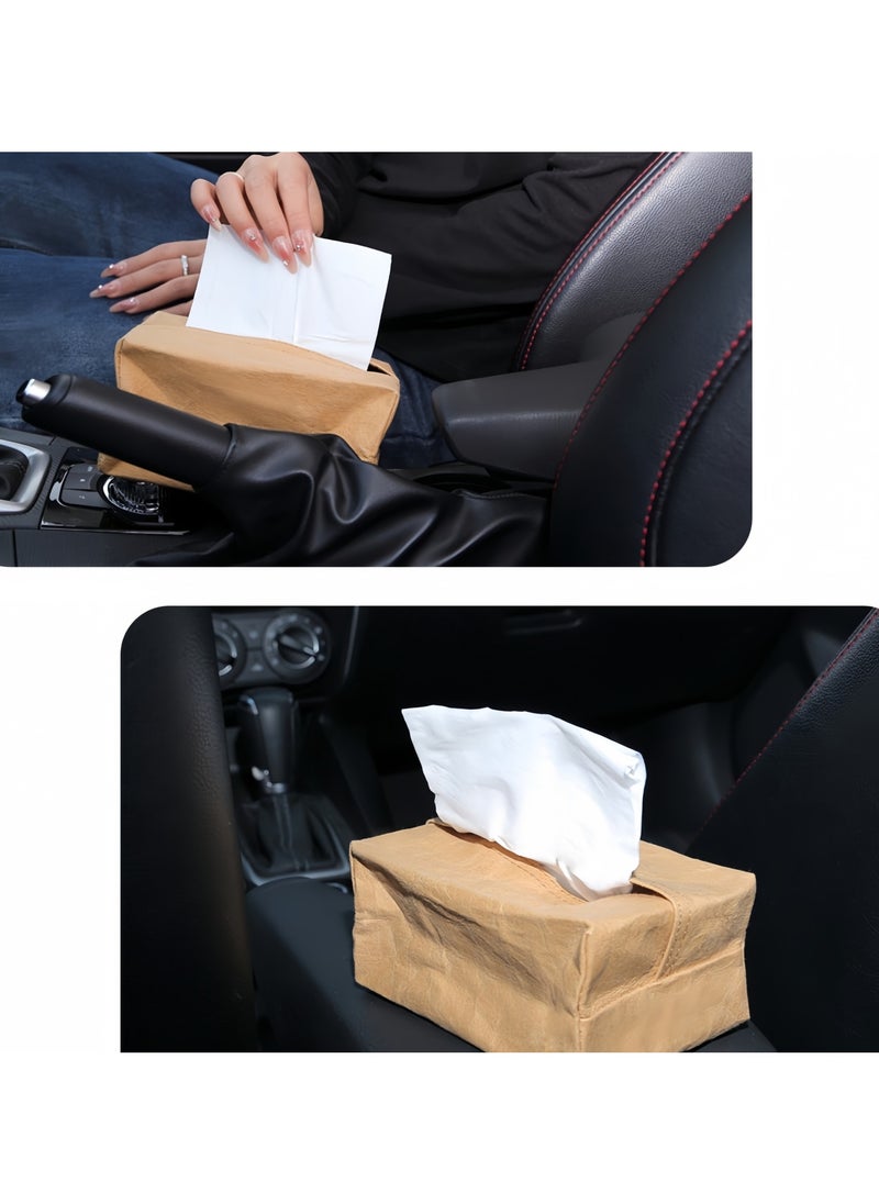 DRAVEN - GG - Brown paper Tissue Box Cover Holder – Home Decorations for Living Room, Bedroom and Office, Tissue Box Cover for Car - Image 1
