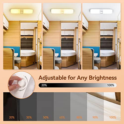 LILTSDRAE RV Lights Interior 1700LM，3 Color 12V Volt Led Light, Super Bright 120 LEDs Dome Light Fixture for RV Accessories/Camper/Car/Trailer/Boat(Crystal Finish/(Cold +Warm+Natural Light) 2PCS) - Image 3