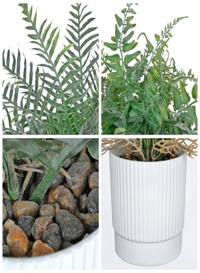 GnFlus Set of 2 Fake Plant Boston Fern Potted Artificial Plants Small Artificial Desk Plant with Potted Pots for Shelf Desk Home Bathroom Farmhouse Room Office Kitchen Farmhouse Coffee Table Decor - Image 4