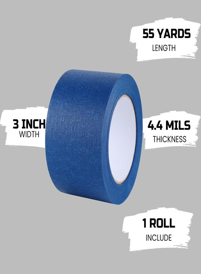 Lichamp Wide Masking Tape 3 inches, 1 Pack Blue Painters Tape Blue Masking Paper, 3 inches x 55 Yards x 1 Roll - Image 2