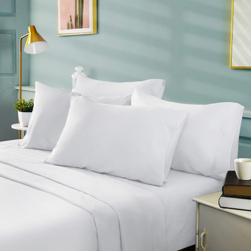 BYSURE King Size Sheets Set White - Super Soft Cooling Bed Sheets with Deep Pockets Hotel Luxury, 1800 Thread Count 100% Microfiber, Wrinkle & Fade Resistant - Image 2
