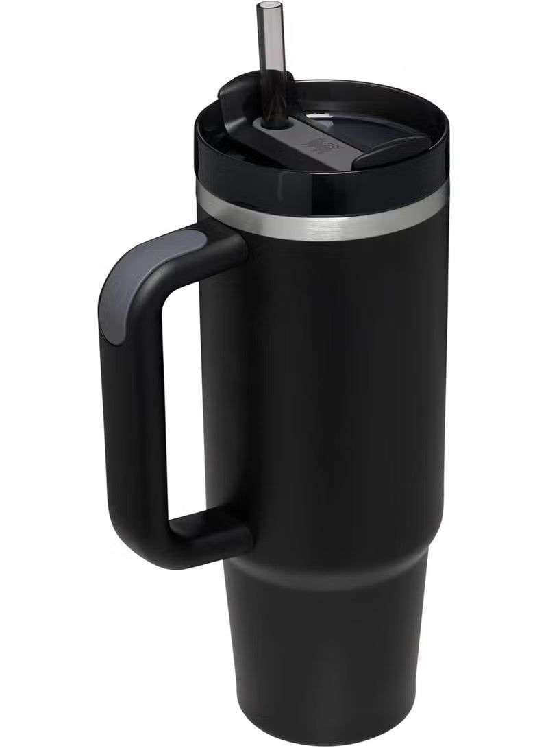 ستانلي كوب ستانلي بمقبض وماصة 40 أونصة | غطاء فلوستيت 3 أوضاع | كوب معزول من الستانلس ستيل | خالي من BPA | أسود - Image 2