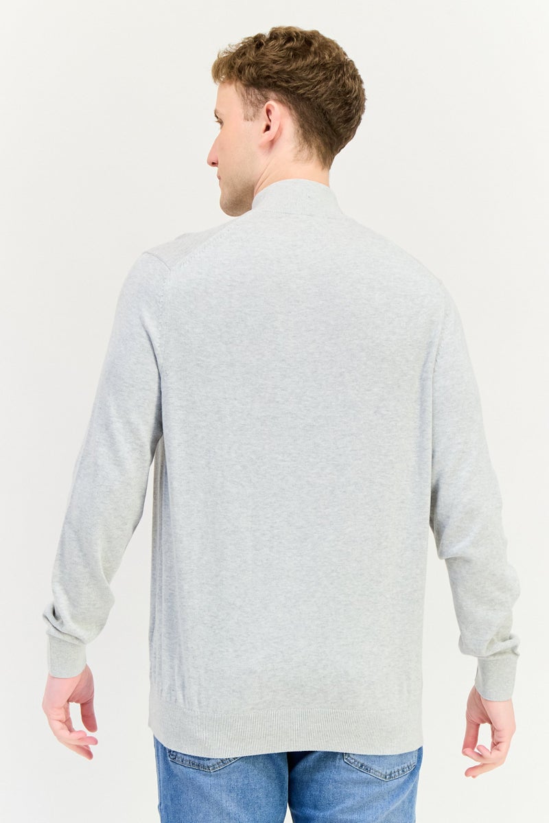 Celio Men Mock Neck Long Sleeve Heather Sweater, Light Grey - Image 2