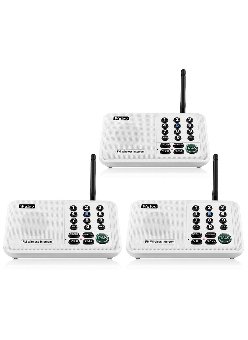 Wuloo Wuloo Intercoms Wireless for Home 5280 Feet Range 10 Channel 3 Code, Wireless Intercom System for Home House Business Office, Room to Room Intercom, Home Communication System (3 Packs, White)  - Image 1