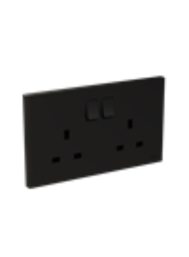 ABB BC227-MB 13A DOUBLE SWITCHED SOCKET MATT BLACK FRAMIA - Image 1