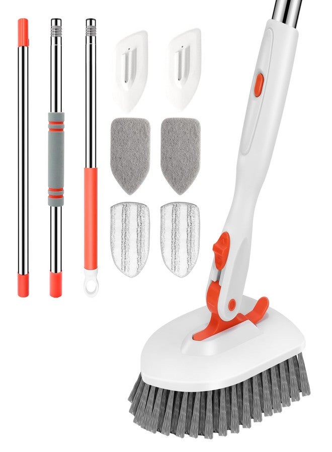 SetSail فرشاة تنظيف الأرضيات SetSail، فرشاة تنظيف بلاط وحوض 3 في 1 مع مقبض طويل قابل للتعديل بطول 52 بوصة و4 رؤوس فرشاة قابلة للإزالة لتنظيف الحمام والمطبخ والجدران والبلاط - Image 1